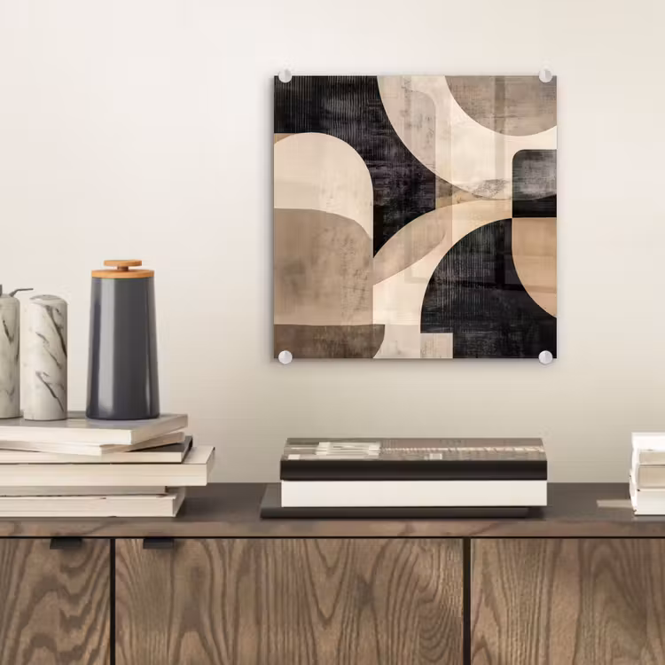Glas schilderij - Abstract - Vormen - Modern - Beige — 2