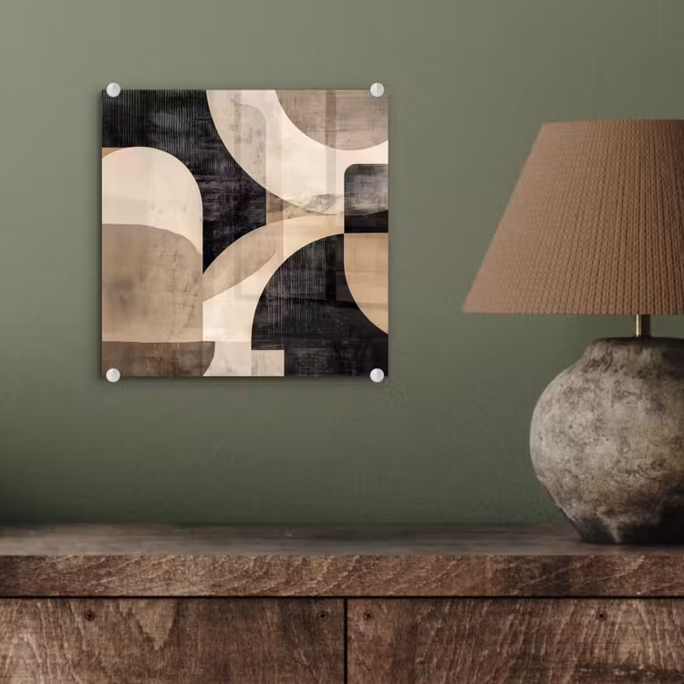 Glas schilderij - Abstract - Vormen - Modern - Beige — 4
