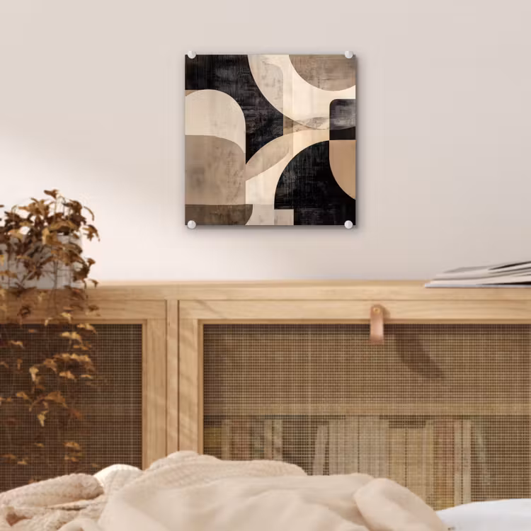 Glas schilderij - Abstract - Vormen - Modern - Beige — 5