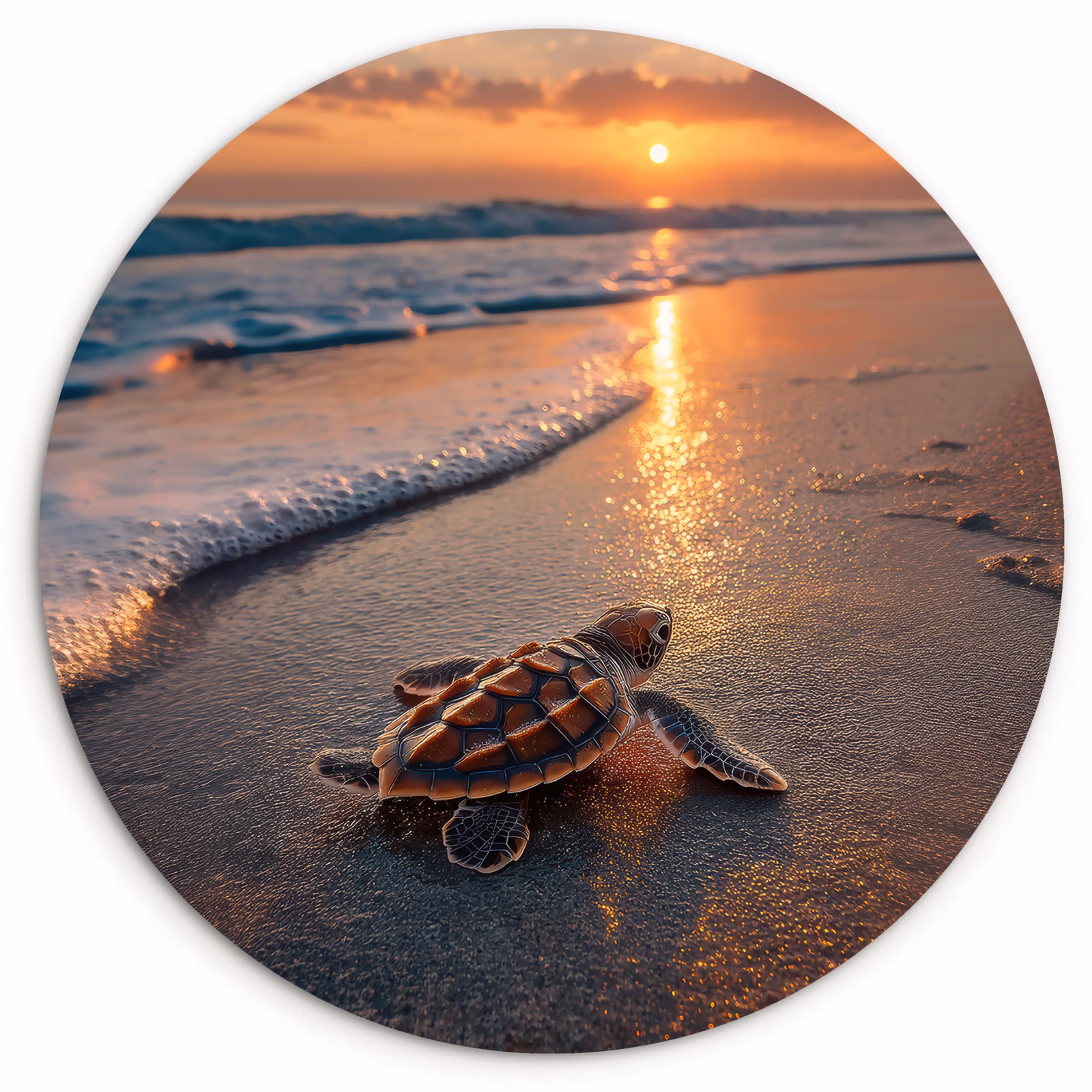 Muurcirkel - Babyschildpad op Strand Zonsondergang — 1