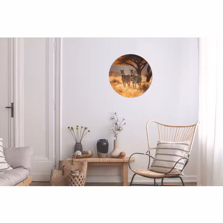 Wandcirkel - Aluminium - Zebra's Savanne Acaciaboom — 2