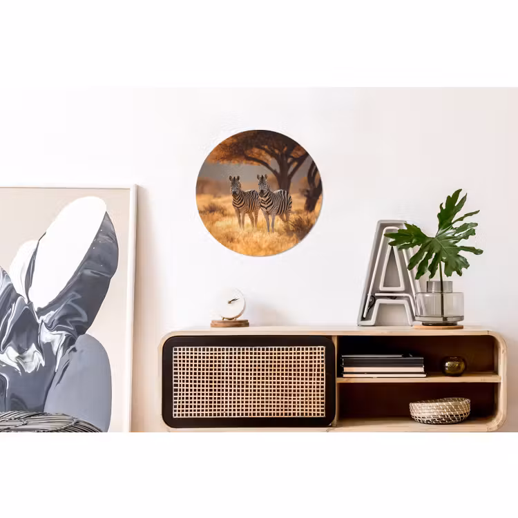 Wandcirkel - Aluminium - Zebra's Savanne Acaciaboom — 3