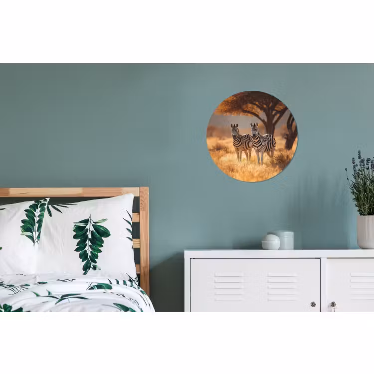 Wandcirkel - Aluminium - Zebra's Savanne Acaciaboom — 4