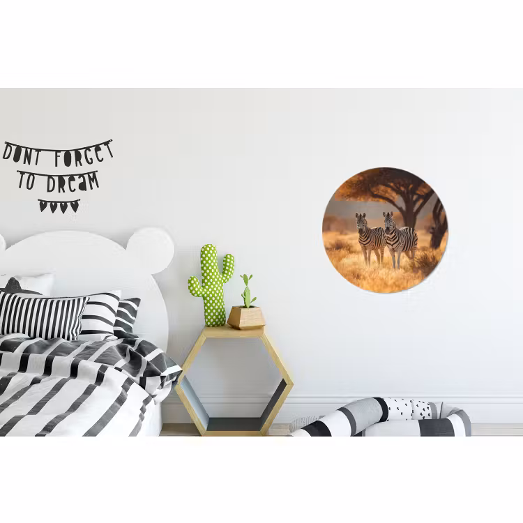 Wandcirkel - Aluminium - Zebra's Savanne Acaciaboom — 5