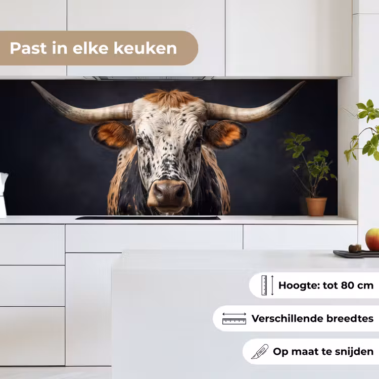 Keuken achterwand - Stier - Kleurrijk - Hoorns — 4