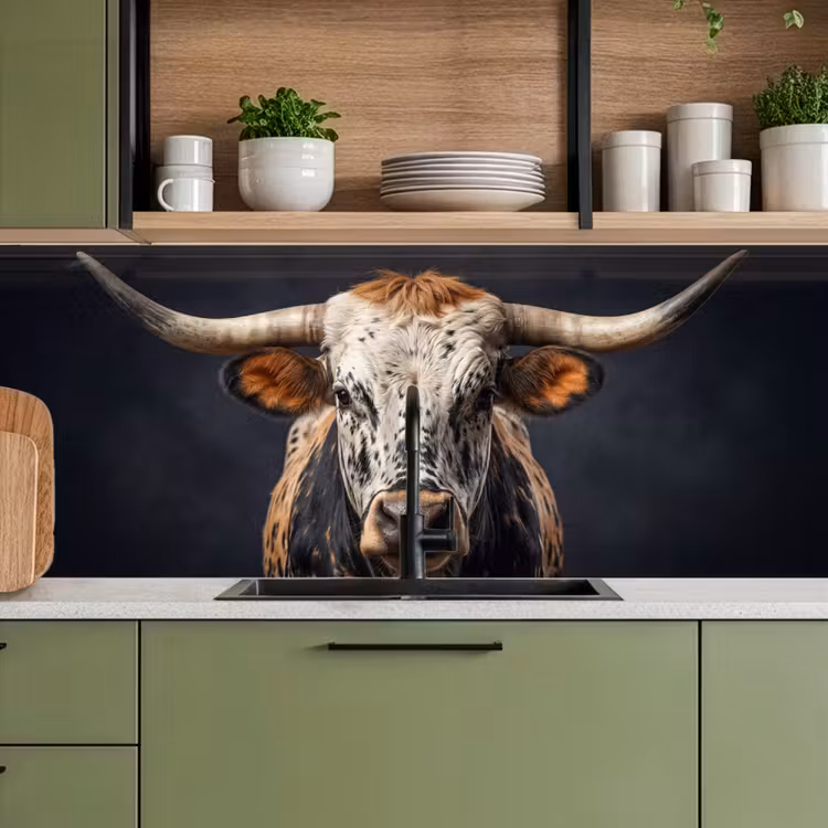 Keuken achterwand - Stier - Kleurrijk - Hoorns — 5