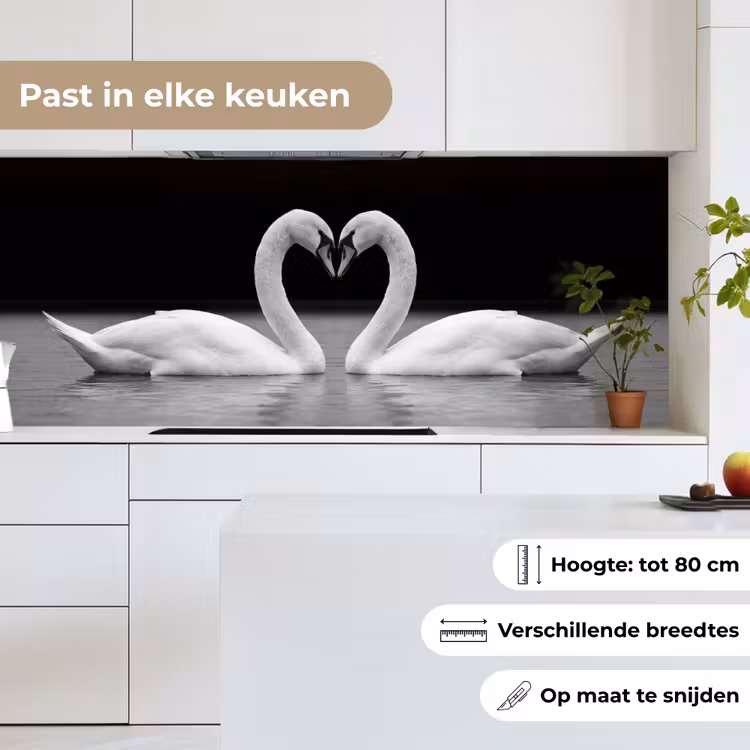 Keuken achterwand - Zwanen - Hart - Zwart - Wit — 4