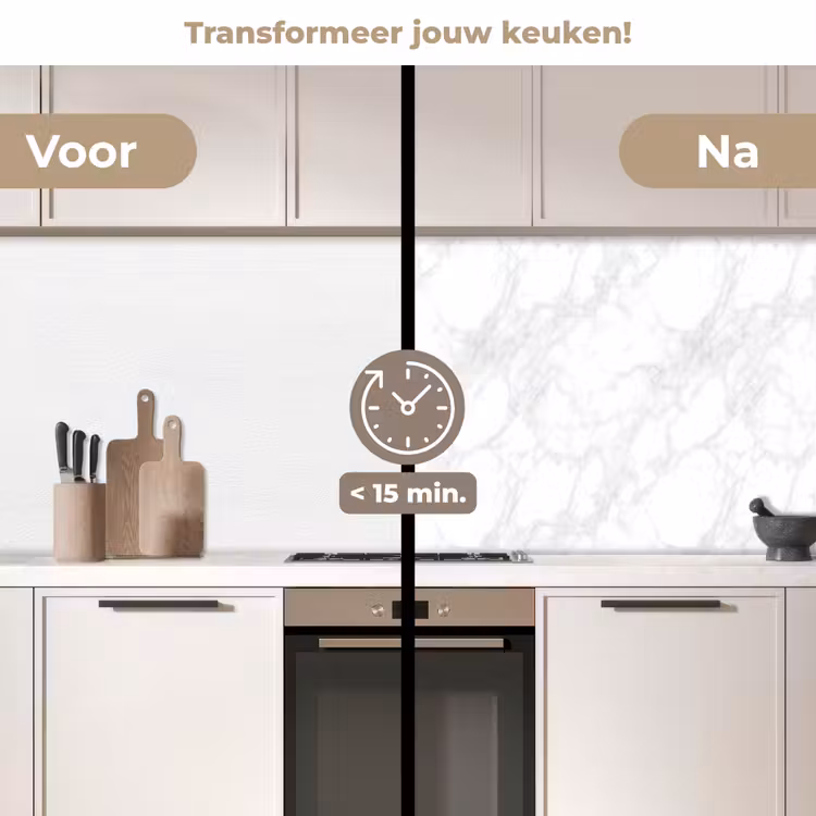 Keuken achterwand - Minimalistisch - Wit - Grijze aders — 2