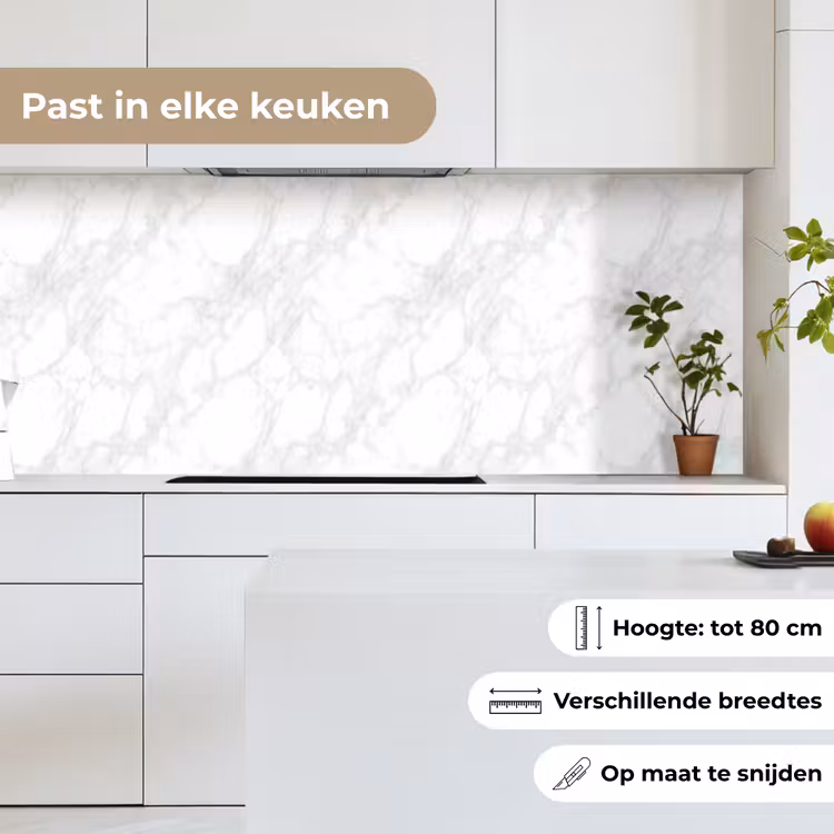 Keuken achterwand - Minimalistisch - Wit - Grijze aders — 4