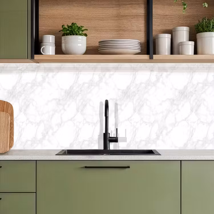 Keuken achterwand - Minimalistisch - Wit - Grijze aders — 5