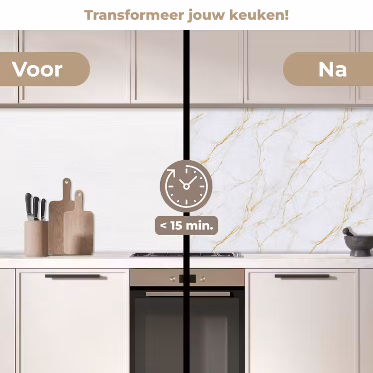 Keuken achterwand - Wit - Marmer - Goud - Luxueus — 2