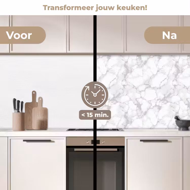 Keuken achterwand - Wit - Marmer - Grijs — 2