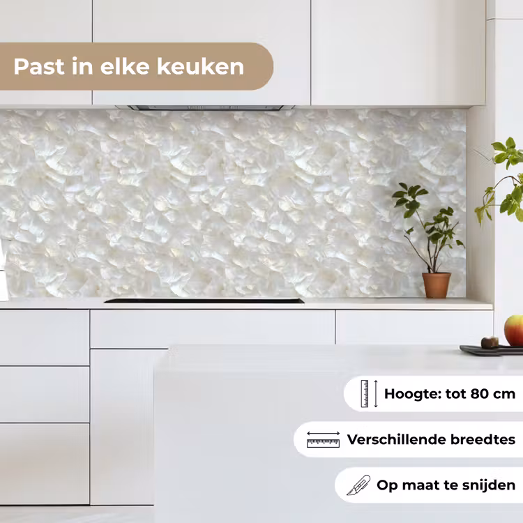 Keuken achterwand - Parelmoerglans - Wit - Schelp — 4
