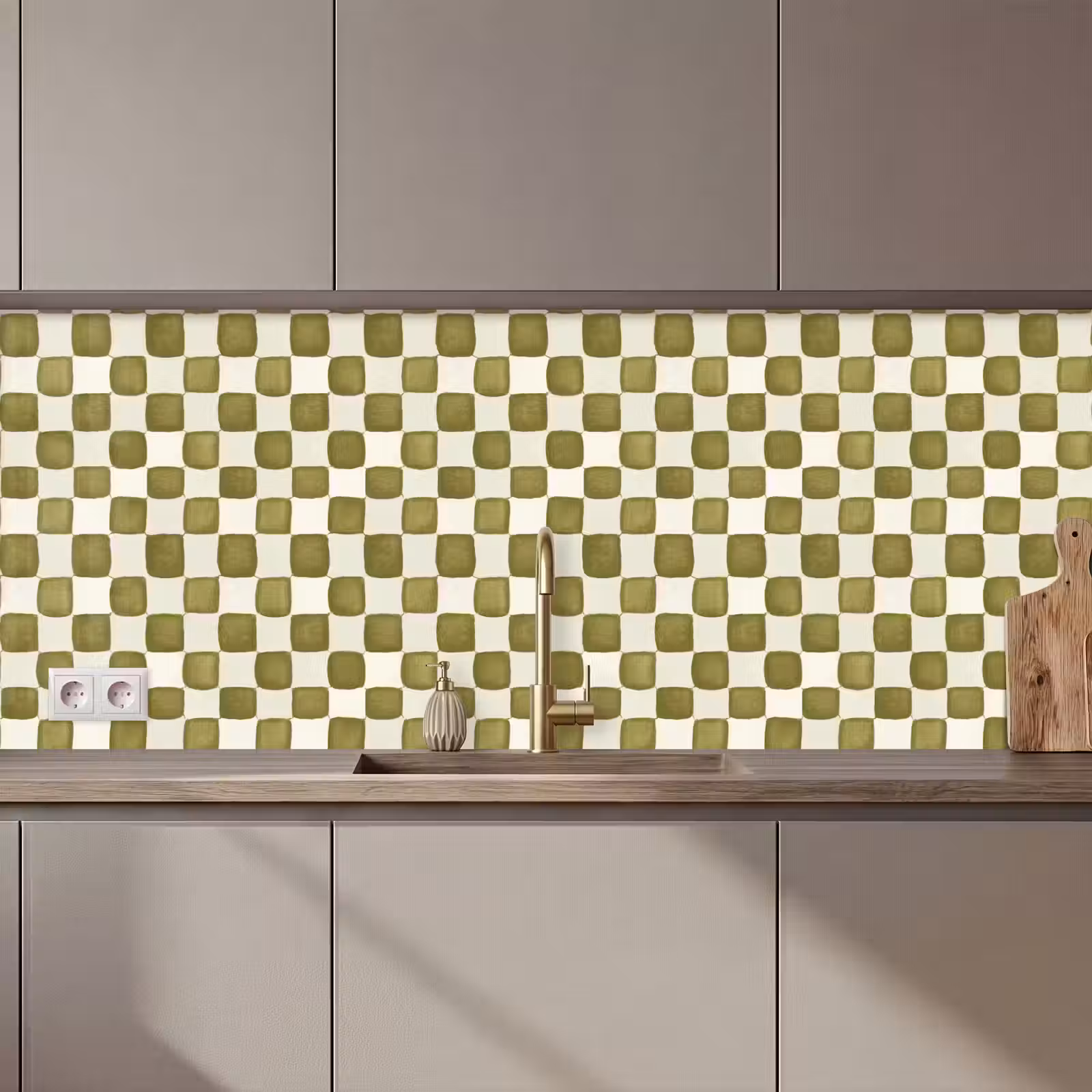 Keuken achterwand - Schaak - Patroon - Groen — 1