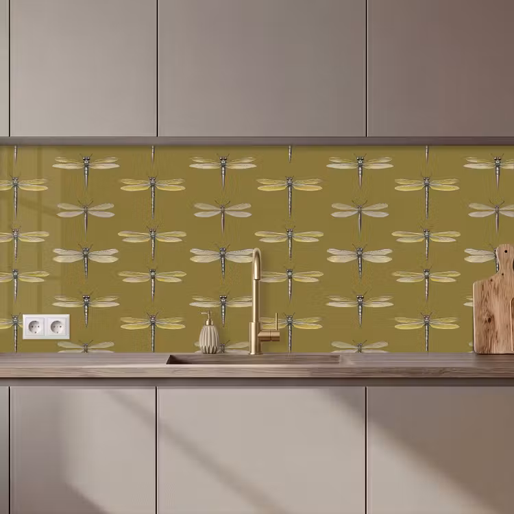 Keuken achterwand - Libellen - Patroon - Groen