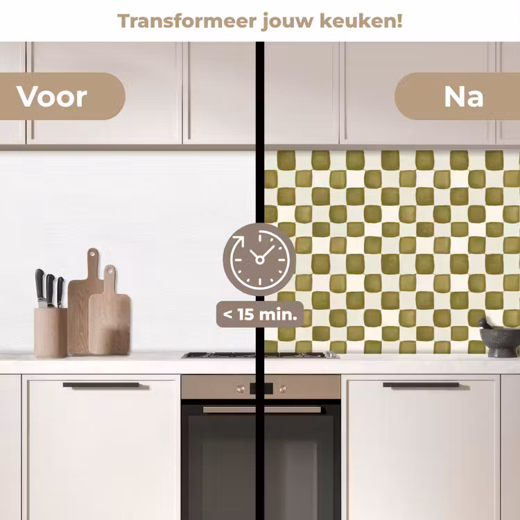 Keuken achterwand - Schaak - Patroon - Groen — 2