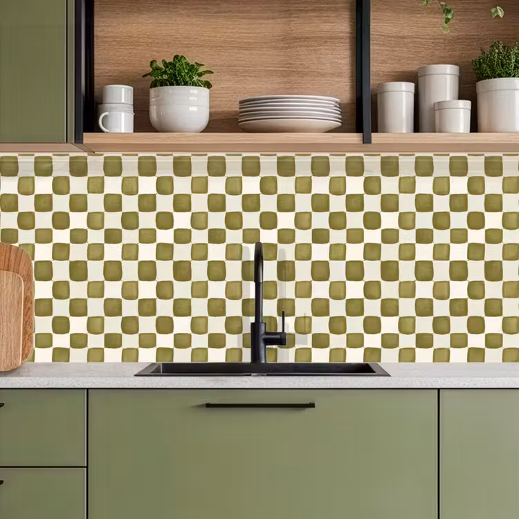 Keuken achterwand - Schaak - Patroon - Groen — 5