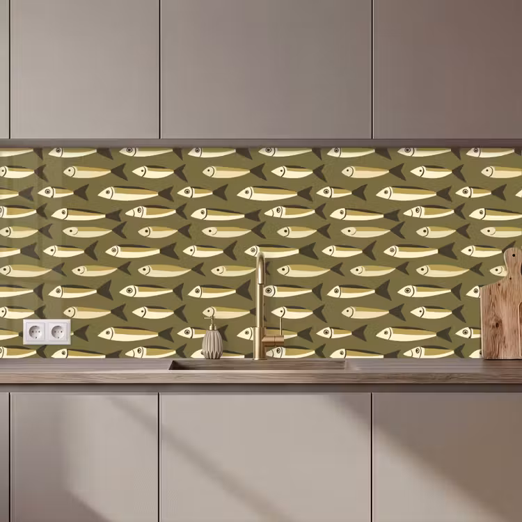 Keuken achterwand - Vis - Patroon - Groen