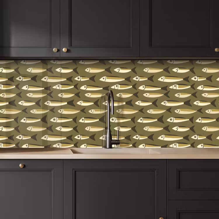 Keuken achterwand - Vis - Patroon - Groen — 6