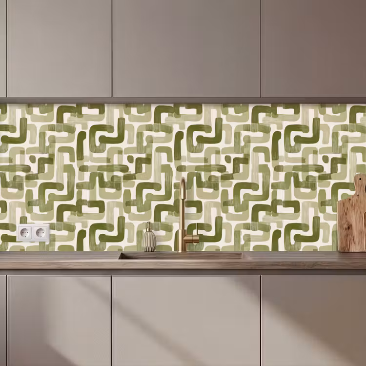 Keuken achterwand - Modern - Grafisch - Groen