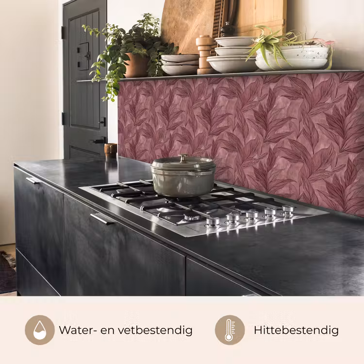 Keuken achterwand - Bladeren - Patroon - Paars — 3