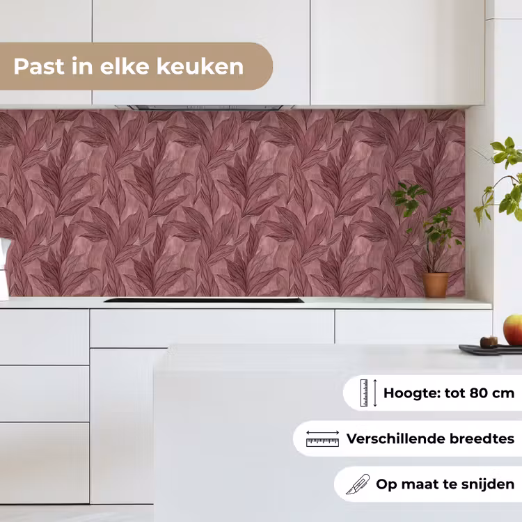 Keuken achterwand - Bladeren - Patroon - Paars — 4