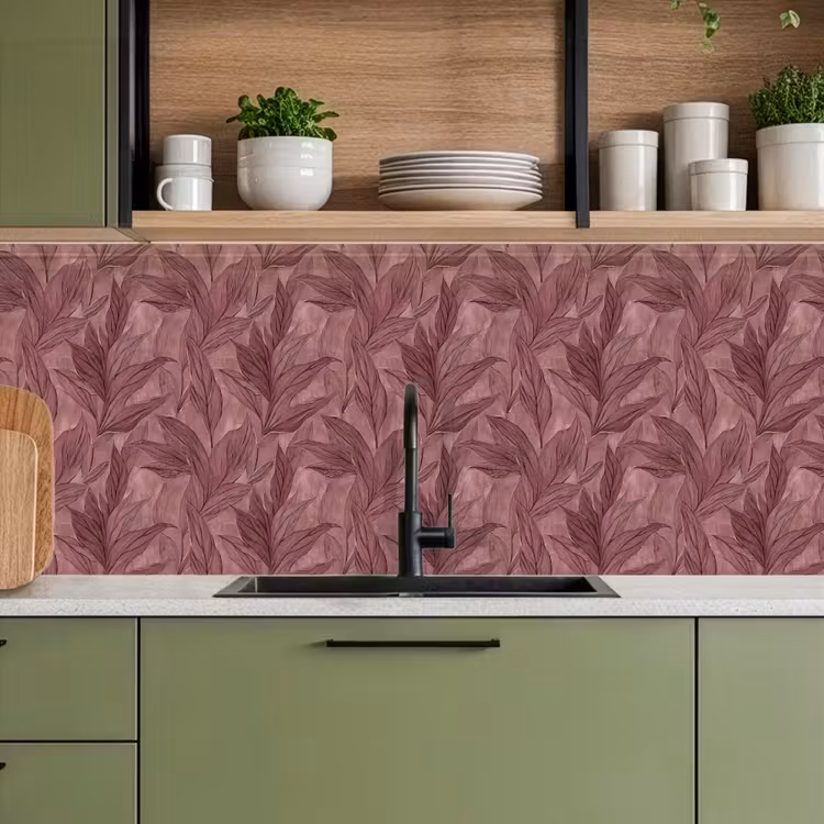 Keuken achterwand - Bladeren - Patroon - Paars — 5