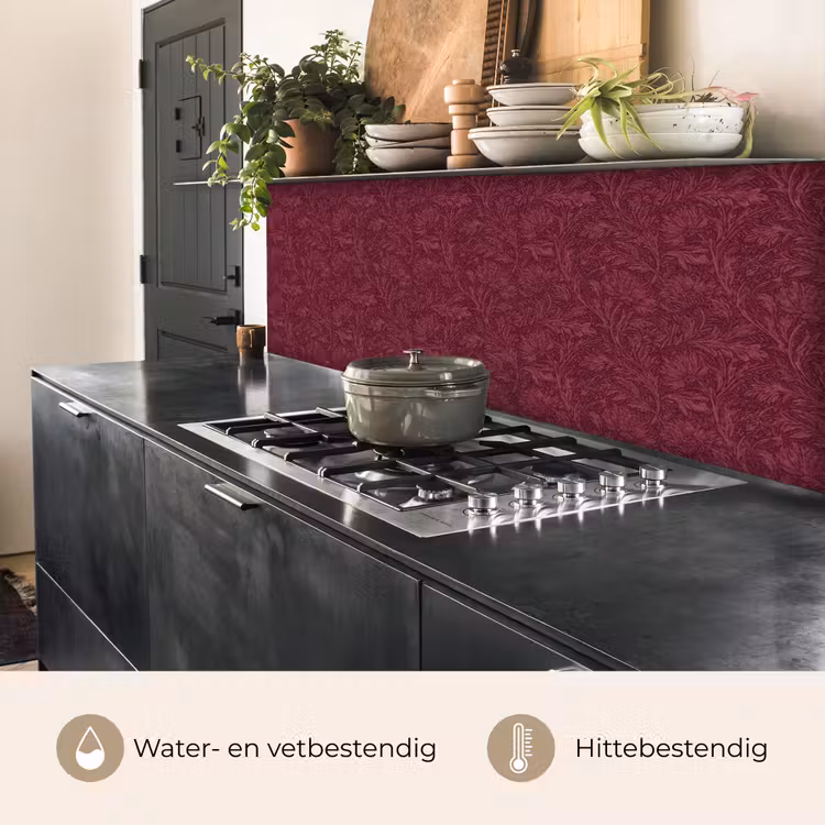 Keuken achterwand - Bladeren - Patroon - Paars — 3