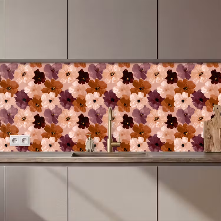 Keuken achterwand - Bloemen - Abstract - Aardetinten