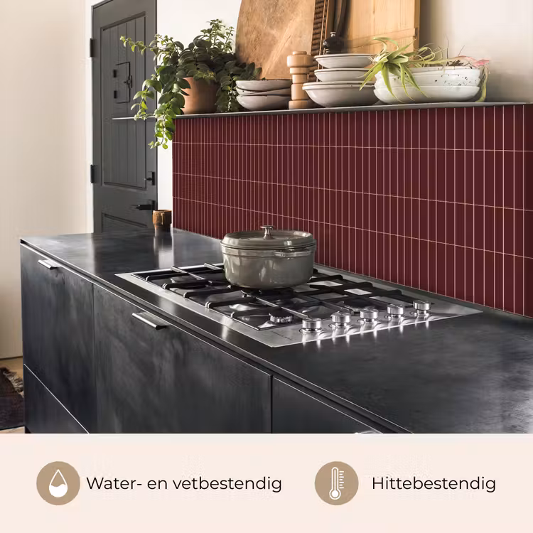 Keuken achterwand - Lijnen - Patroon - Bordeaux — 3