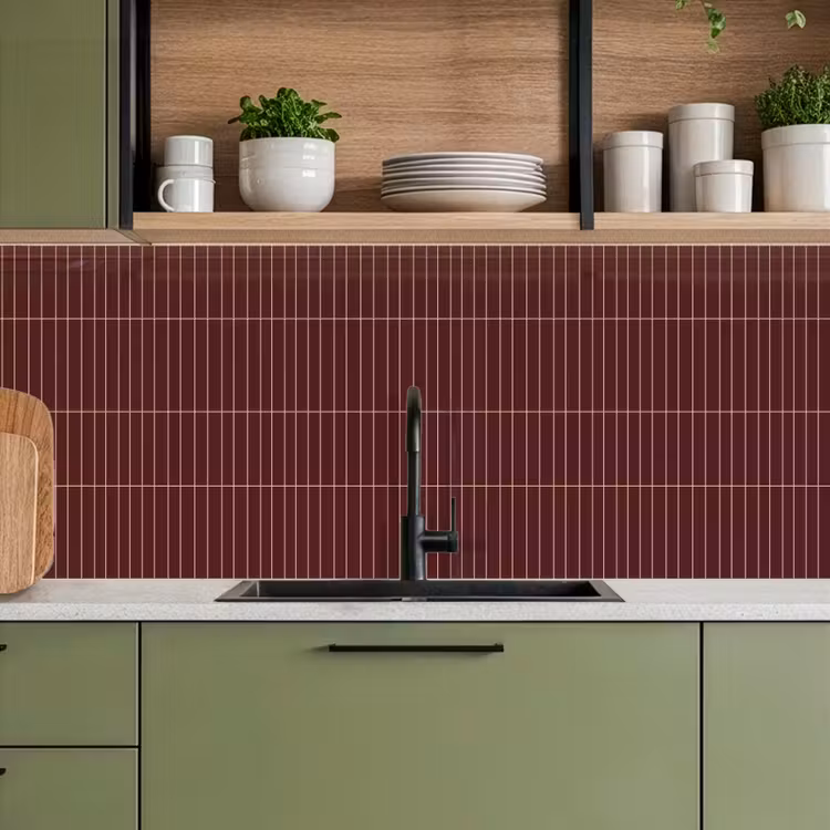 Keuken achterwand - Lijnen - Patroon - Bordeaux — 5