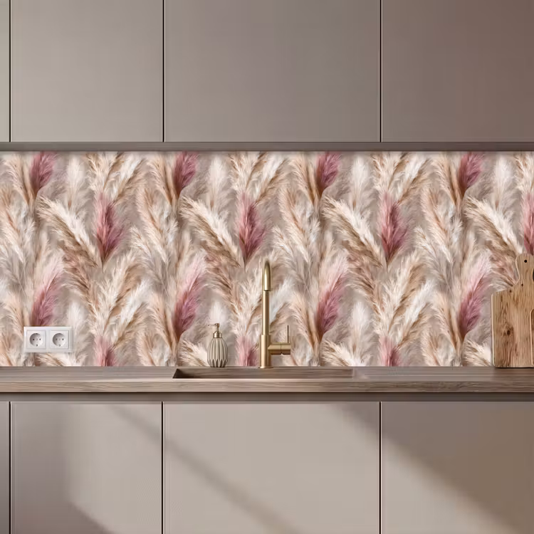 Keuken achterwand - Pampasgras - Pluizig - Kleurrijk