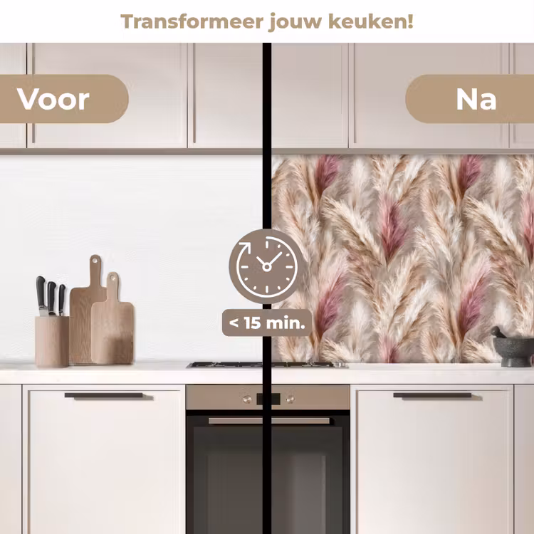 Keuken achterwand - Pampasgras - Pluizig - Kleurrijk — 2