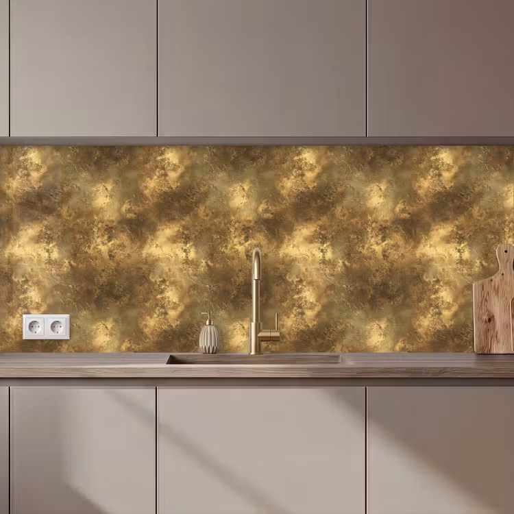 Keuken achterwand - Antiek - Metaallook - Goud — 1