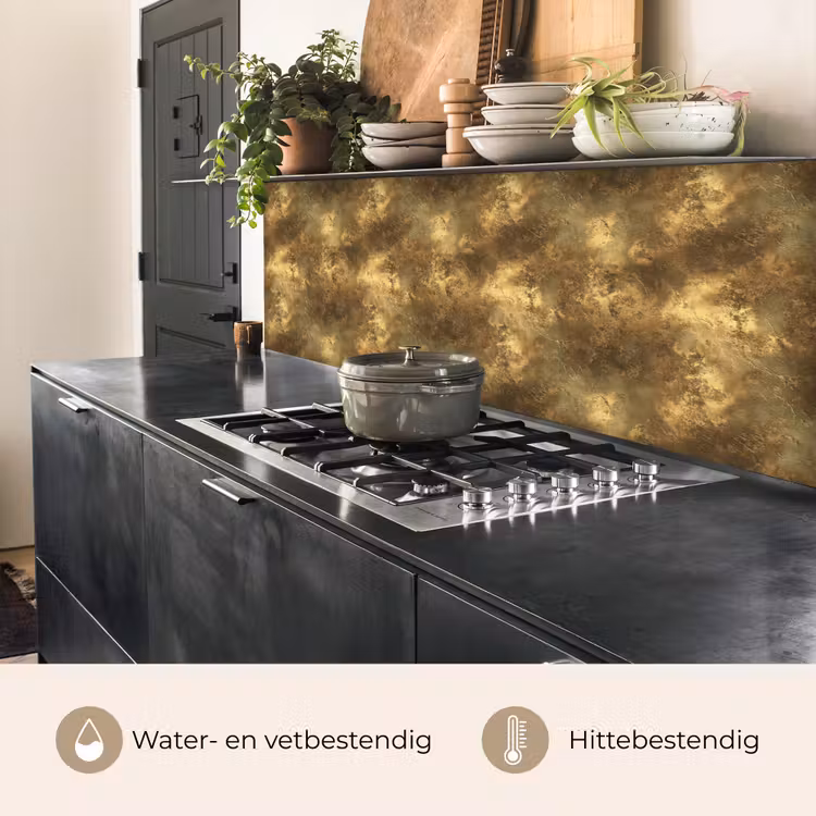 Keuken achterwand - Antiek - Metaallook - Goud — 3