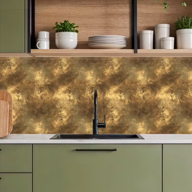 Keuken achterwand - Antiek - Metaallook - Goud — 5