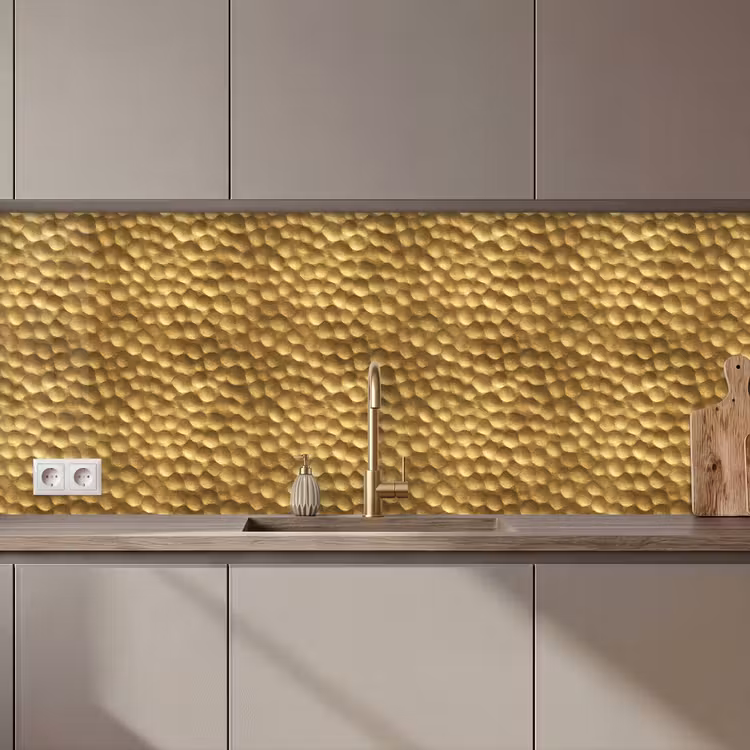 Keuken achterwand - Metaal - Dynamisch - Goud — 1