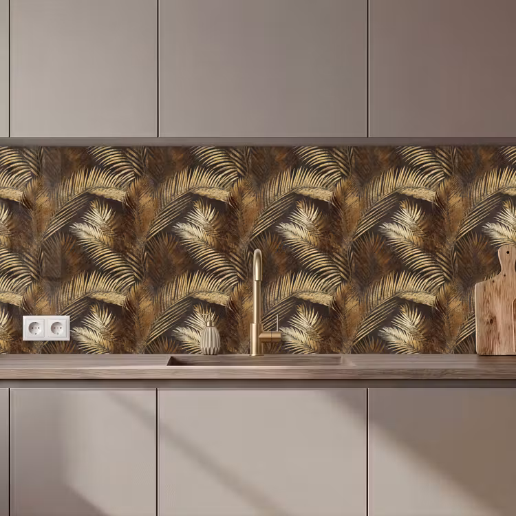 Keuken achterwand - Tropisch - Bladeren - Goud — 1