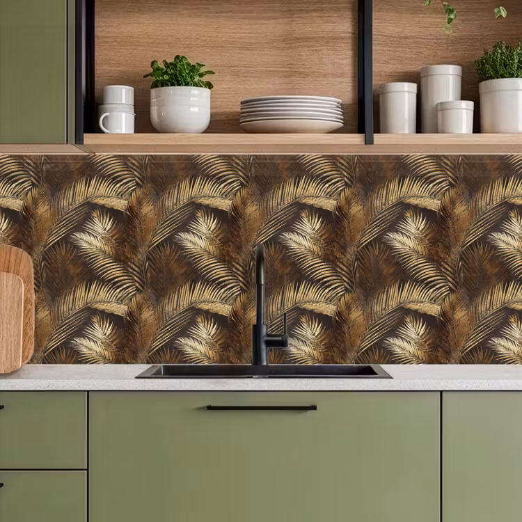 Keuken achterwand - Tropisch - Bladeren - Goud — 5