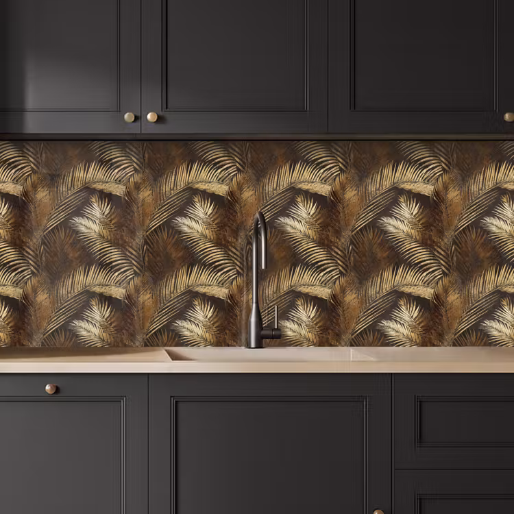 Keuken achterwand - Tropisch - Bladeren - Goud — 6