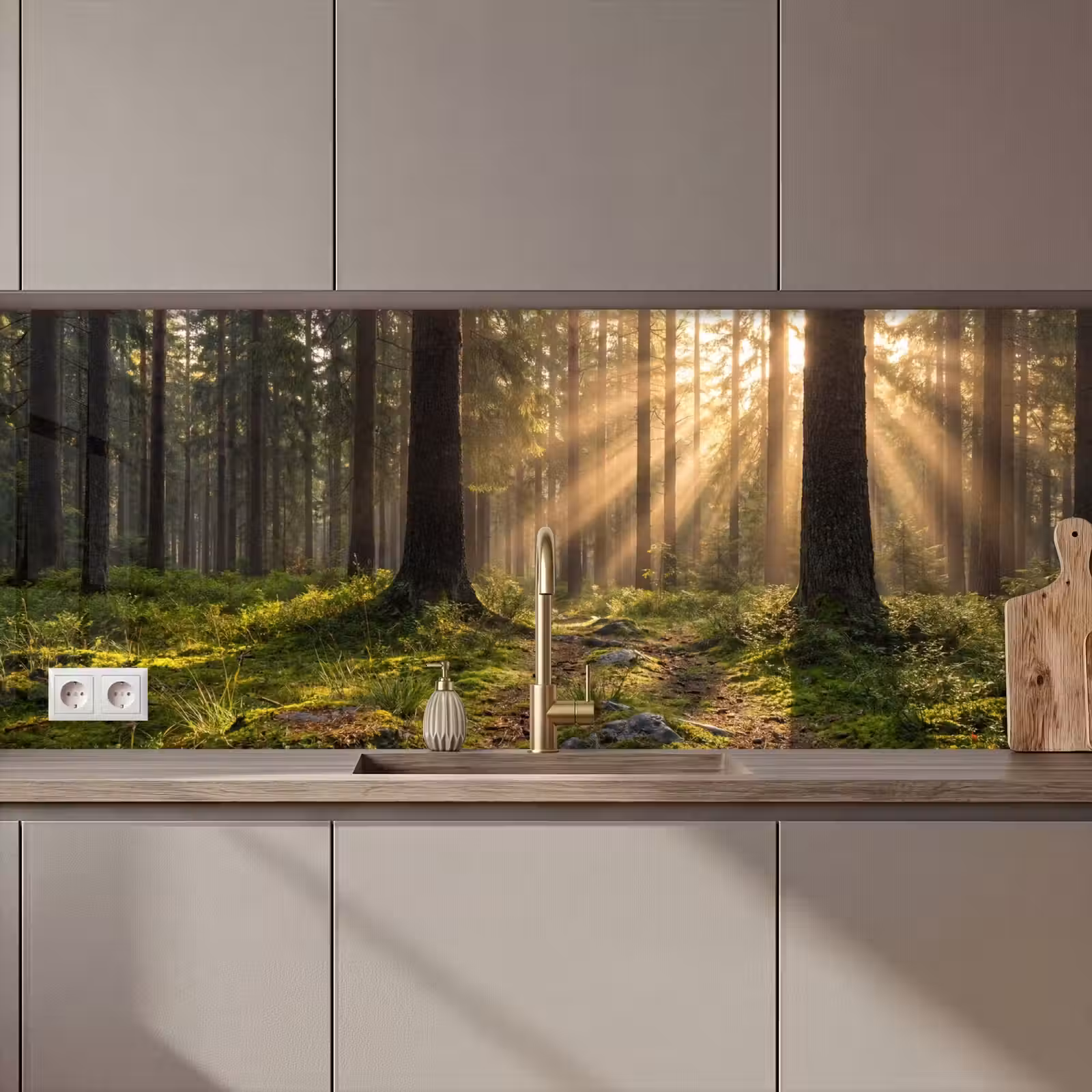 Keuken achterwand - Bos - Zonlicht - Gras — 1