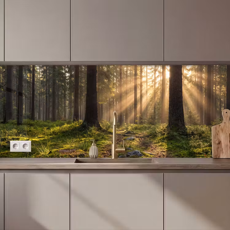 Keuken achterwand - Bos - Zonlicht - Gras — 1
