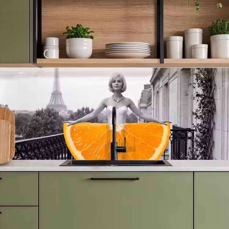 Keuken achterwand - Sinaasappel - Eiffeltoren - Vrouw — 5