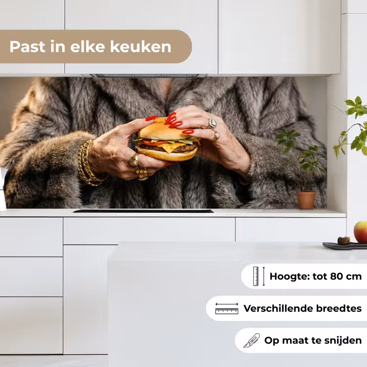 Keuken achterwand - Vrouw - Hamburger - Bontjas — 4