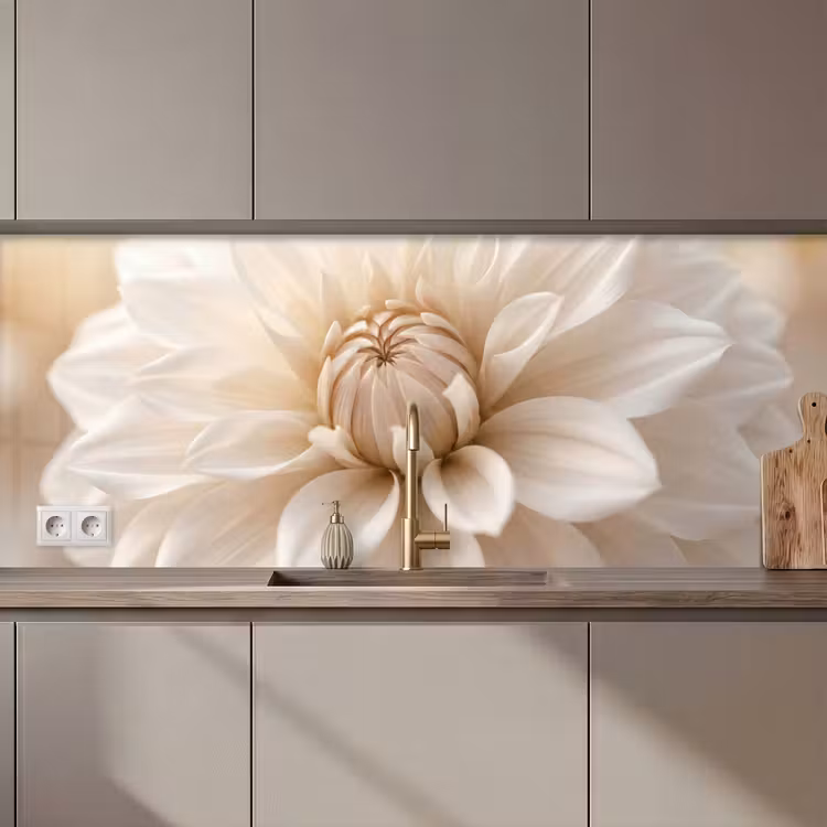 Keuken achterwand - Bloem - Dahlia - Wit