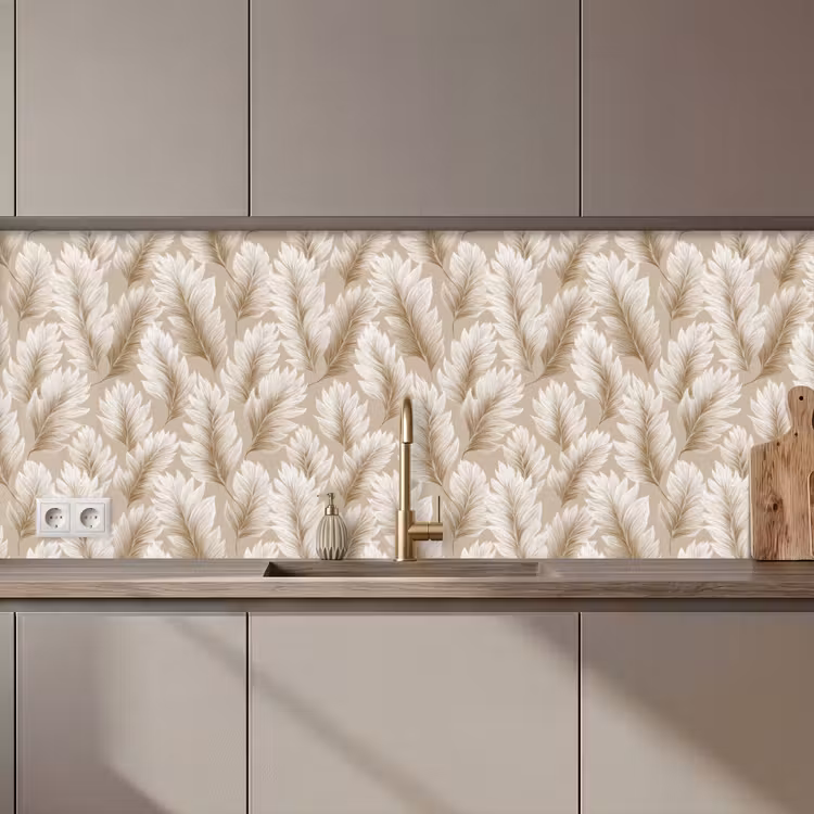 Keuken achterwand - Botanisch - Patroon - Beige