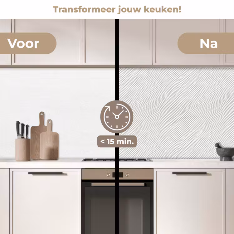 Keuken achterwand - Golven - Ribbels - Wit — 2