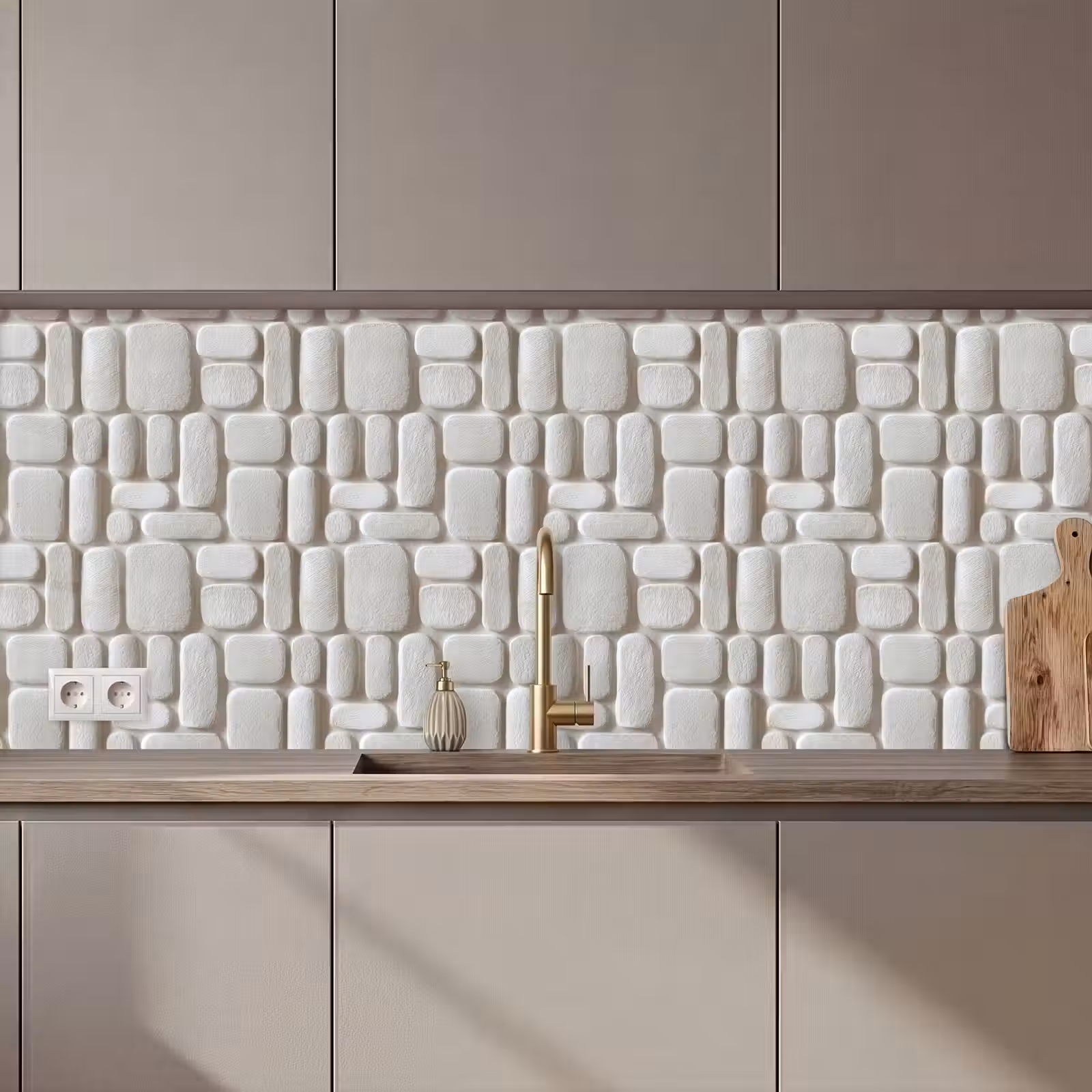 Keuken achterwand - Reliëf - Structuur - Wit — 1