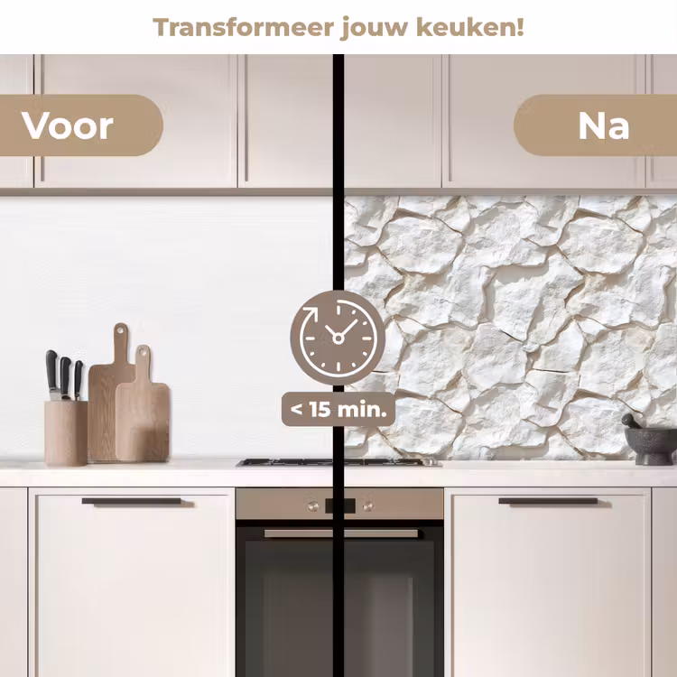 Keuken achterwand - Structuur - Rots - Wit — 2