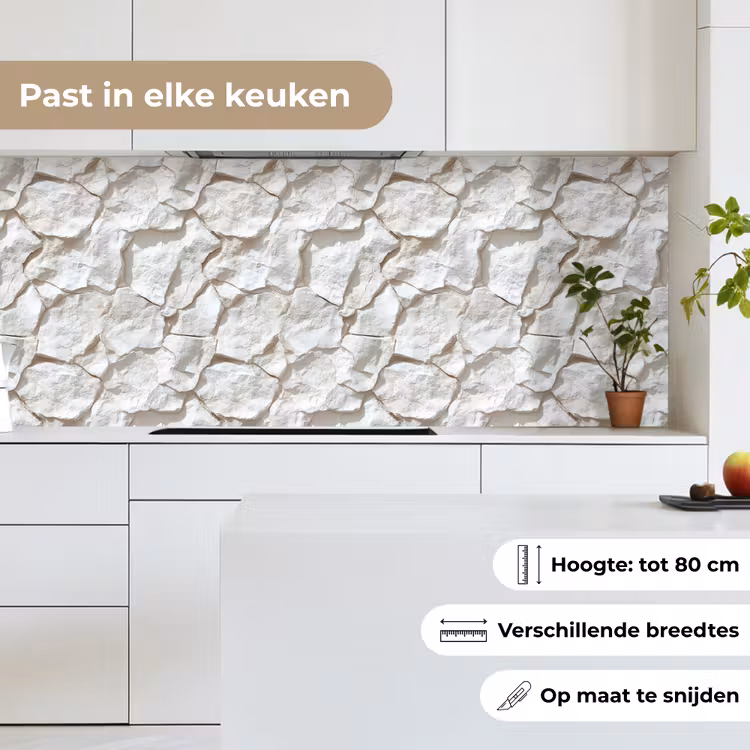 Keuken achterwand - Structuur - Rots - Wit — 4